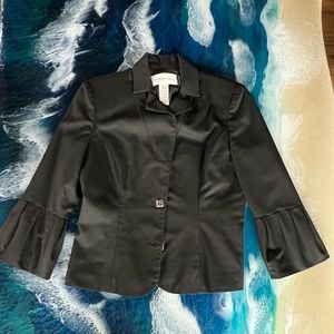 Womens Victor Costa 3/4 length tulip sleeve jacket black 4 silver glass buttons